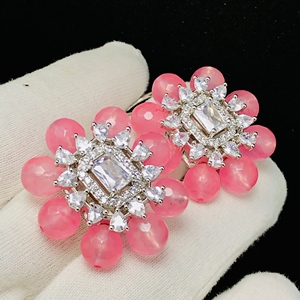 ต่างหูมุกบอลลีวูดหลากสีที่งดงามเครื่องประดับเพชรเม็ดเล็กๆสำหรับงานแต่งงานที่หรูหรา - Product Image 2