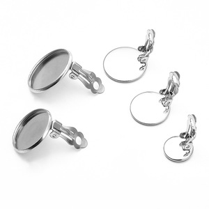 Stainless Steel Ear Clips Round Hollow <b>Holders</b> For <b>Earring</b> Making DIY Jewelry Accessories European Style - Product Image 1