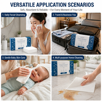 Serviette pour bébé OEM 100% coton, végane, écologique, biodégradable, 1 pli, impression de logo, peau sensible, pH équilibré, respirante