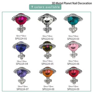 5 uds caja 3D Metal planeta decoración de uñas Multicolor diamante incrustado arte diseño planeta uñas arte diamantes de imitación al por mayor - Product Image 6