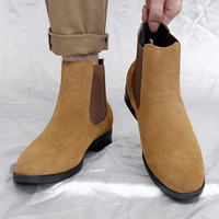 Bottes habillées à bout pointu en cuir de vachette confortables pour hommes, grandes tailles 38-48/6.5-14, bottines décontractées en cuir