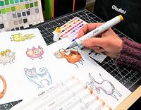 Huuhuhu — brosse à Double bout et burins, 48 couleurs, marqueurs de dessin, à base d'alcool, stylos marqueurs pour enfants