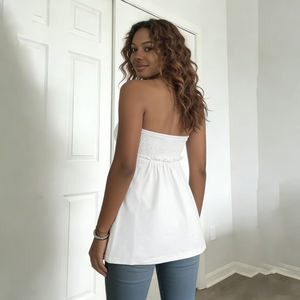 Top Corto Transpirable de Punto con Estampado Floral y Lazos Delanteros para Mujer, Sexy, con Fruncido, Estilo Bustier, Camiseta sin Tirantes, Verano, Y2K - Product Image 4