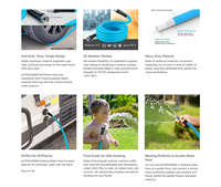 Tuyaux en plastique pour l'eau et le jardin de 5/8 po, 25 pi/50 pi/75 pi/100 pi, tuyaux d'arrosage pour l'eau et le jardin en plastique