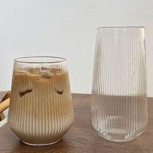 Stile giapponese creativo tazza <span class=keywords><strong>di</strong></span> <span class=keywords><strong>vetro</strong></span> strisce verticali <span class=keywords><strong>gocce</strong></span> d'acqua senza manico Latte succo <span class=keywords><strong>di</strong></span> caffè per la festa Design classico impugnatura - Product Image 4