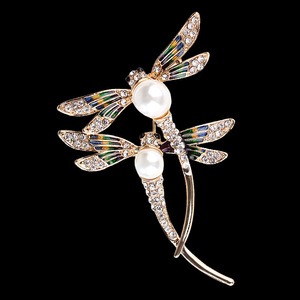 เข็มกลัดรูปแมลงปอประดับคริสตัลหรูหราสำหรับผู้หญิง  ทำจากโลหะผสมเคลือบเงิน  ตกแต่งด้วยหยดน้ำมัน  เหมาะสำหรับงานหมั้น - Product Image 3