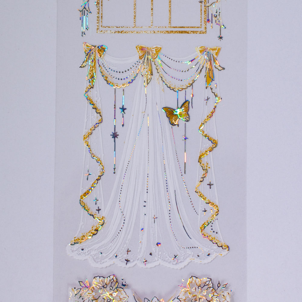 shell holographic silver + release line example