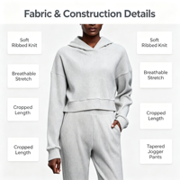 Sweat-shirt ample à capuche pour femme, tricoté, uni, décontracté, polyvalent, haut court, pull-over pour le printemps et l'automne, idéal pour les trajets quotidiens et les loisirs
