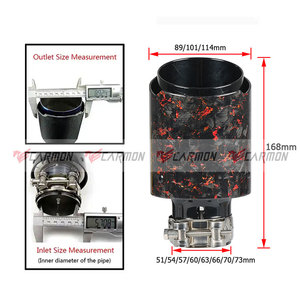 Nouvel Arrivage Embout d'Échappement Universel en Fibre de Carbone Forgée Rouge, Buse de Tuyau en Acier Inoxydable 304 - Product Image 2