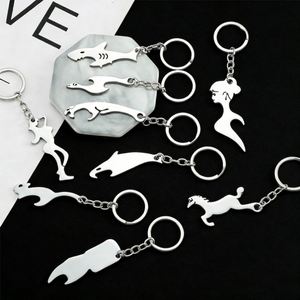 Nouveau porte-clés créatif en acier inoxydable avec décapsuleur et logo gravé au laser, pendentif fonctionnel, cadeau d'affaires - Product Image 1