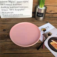 Assiette à dessert ronde en céramique, assiette en grès rose, vente en gros, assiette à dîner pour usage quotidien