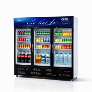 Refrigerador Comercial <span class=keywords><strong>Vertical</strong></span> de Alta Capacidad para Bebidas, con 3 Puertas de Vidrio, Refrigerador Exhibidor de Bebidas - Product Image 1