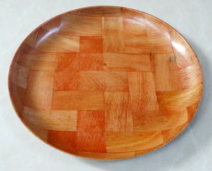 Ensemble de bols et assiettes en bois naturel de 14 pouces, durables, écologiques, fabriqués à la main, couleur naturelle, option de logo personnalisé, emballage sécurisé pour l'exportation directe d'usine - Product Image 1