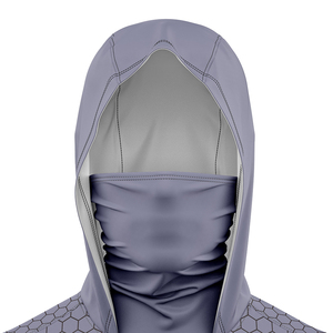 Custom High Quality <b>Men's</b> Performance Fishing Hoodie Shirt UPF 50+ Sun Protection Long Sleeve Hoodie with Thumbholes <b>Neck</b> <b>Gaiter</b> - Product Image 3