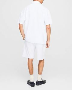 Cotton Casual Wear Set <b>White</b> Oversized Embroidered Towelling Revere <b>Polo</b> & Short Set Tracksuit Sweatsuit for Men - Product Image 3