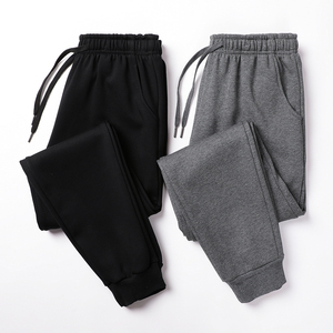 Suéteres con logotipo personalizado para invierno, pantalones deportivos casuales para hombre, de color sólido, con forro de terciopelo, pantalones de moda cómodos. - Product Image 1