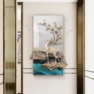 أعلى بيع ديكور المنزل 3D اللوحة الراتنج الغزلان جدار الفن 3D طلاء جدران لغرفة المعيشة