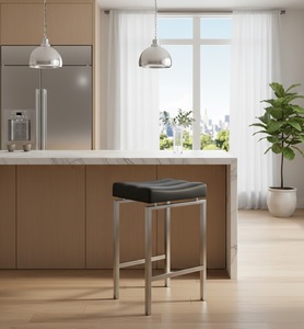 Sillas de Bar Modernas Minimalistas de Terciopelo, Altura Ajustable, Asiento Acolchado, Estructura de Acero Resistente, Base Metálica Elegante para Uso Comercial - Product Image 2
