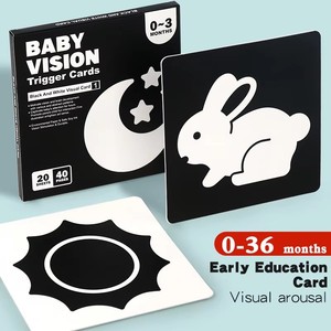 Tarjetas de Memoria Flash Portátiles en Blanco y Negro para Bebés, Juguete de Aprendizaje Temprano para Estimulación Visual, Tarjetas de Reconocimiento de la Naturaleza - Product Image 1