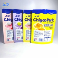 Sachet d'emballage alimentaire composite en Mylar, personnalisé, imprimé, avec pelliculage brillant, en plastique, à fond plat, pour gelée, chips de pommes de terre, sucre