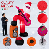 Père Noël géant gonflable personnalisé avec lumière LED, guitare et haut-parleur, figurine gonflable pour la décoration extérieure de Noël dans la cour