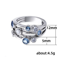 Baoycaoshi — bagues de bracelet pour femmes, avec pierres rondes en Zircon blanc/bleu, article Simple, mode féminine, 3 lignes