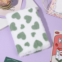 Vente flash - Carnet A5 en fourrure de lapin colorée à motif cœur pour la Saint-Valentin - Cadeau pour étudiants