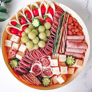 Boîte à grignoter ronde en bois à emporter, plateau à fromage <span class=keywords><strong>brie</strong></span>, fruits, viandes, avec logo personnalisé - Product Image 3