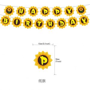 Sun <b>Flower</b> Theme Birthday Festival Party Decorations Cartoon Flags Spiral <b>Balloons</b> Banner Set - Product Image 3