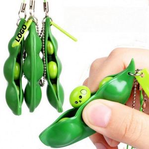 Pea Pod <b>Fidget</b> Keychain Toy Stress Relief Edamame Squeeze Novelty Decompression Gift for Promotions - Product Image 1
