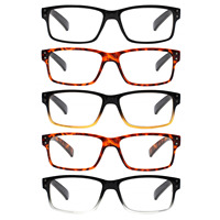 Lunettes de lecture anti-lumière bleue tendance, multicolores, dégradées, effet écaille de tortue, lot de 5, pour hommes et femmes, monture carrée, presbytie