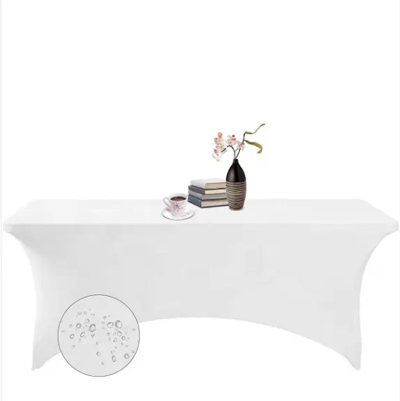 Amazon Supply Stretch Custom Design Waterproof Outdoor Event Decoration Table Cover White