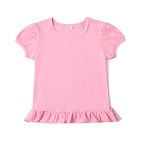 Chemises en coton personnalisées à volants t-shirts blancs unis en vrac enfants filles t-shirts de haute qualité