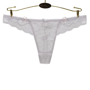 Tanga de encaje floral blanco para mujer, con transparencias, de talle bajo, sexy, tipo G-string, lencería, bragas transpirables, OEM ODM - Product Image 4