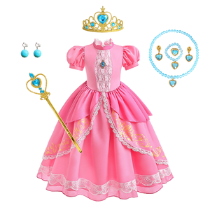 Disfraz <span class=keywords><strong>de</strong></span> Princesa Peach Rosa, Vestido <span class=keywords><strong>de</strong></span> Princesa Peach para Niñas, Ropa para Fiestas <span class=keywords><strong>de</strong></span> Cumpleaños - Product Image 1