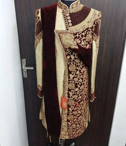 ATIYALIBAS último INDIAN & PAKISTAN MEN SHERWANI con bordado pesado trabajo en lana/seda de talla grande con Dupatta para boda - Product Image 5