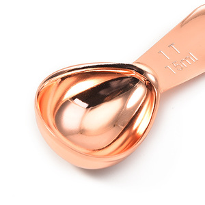 Tazas Medidoras de Acero Inoxidable Color Oro Rosa de <span class=keywords><strong>1</strong></span> Cucharada (15 ml) y <span class=keywords><strong>2</strong></span> <span class=keywords><strong>Cucharadas</strong></span> (30 ml) para Café FL - Product Image 4