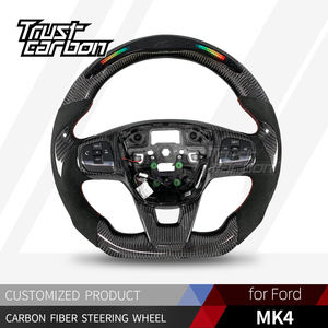 Volant en fibre de carbone LED personnalisé avec poignées en microfibre pour <span class=keywords><strong>Ford</strong></span> Focus MK4 2018-2024, Fusion <span class=keywords><strong>Active</strong></span>, Fiesta, Puma ST, modèles <span class=keywords><strong>Ka</strong></span> - Product Image 2