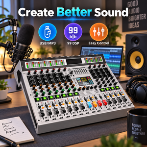 AOFO MK12 Professioneller Digitaler 12-Kanal Metall-Audiomixer mit Eingebautem 99 DSP-Effektprozessor Bluetooth/USB für Live-Sound Studio <span class=keywords><strong>DJ</strong></span>-Einsatz - Product Image 4