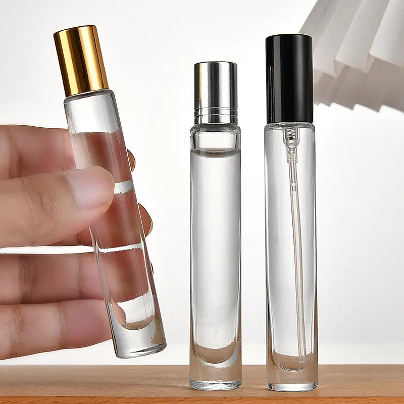 Empty 10 ml thick bottom glass perfume roller bottles rectangle bottle with roller ball for essential oil