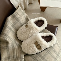 XIXITIAO 2026 Nouvelles pantoufles vintage à boucle carrée pour femme, en peluche moelleuse, à semelle épaisse, pour l'intérieur, confortables, chaudes, hiver, style minimaliste, fourrées