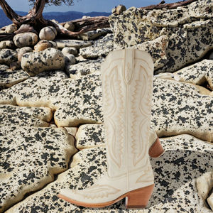 Nouvelles bottes de cow-boy occidentales surdimensionnées avec bout pointu et talons épais, design montant jusqu'au genou avec semelle intérieure en caoutchouc - Product Image 2