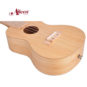 อูคูเลเล่คอนเสิร์ตสีธรรมชาติ 23 นิ้ว ทำจากไม้ไผ่ พร้อมสายสะพาย 2 ตัว (AU09L-23) - Product Image 5