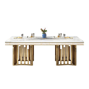 Elegant Marble <b>Dining</b> Set Luxury Sintered Marble Stone Slate Top Rectangular <b>Dining</b> Room Table and 6 Chairs Factory Wholesale - Product Image 1