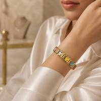 Bracelet à breloques italien, vente en gros d'usine, papillon émaillé plaqué or, modulaire pour femmes