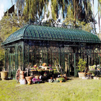 Véranda en fer forgé et verre sur mesure, style villa européenne classique, pour jardin extérieur, idéale pour projet de serre