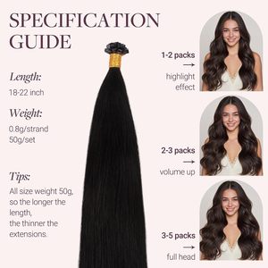 Extensions de cheveux à pointe plate mini K Tip invisibles à fusion à chaud 22 pouces 50g 63S 1 <span class=keywords><strong>Noir</strong></span> Jais Chine - Product Image 5