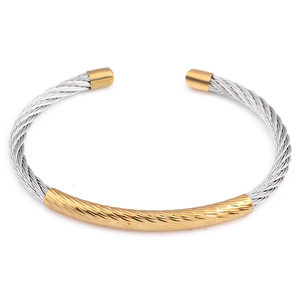 Bracelet en acier inoxydable 304, 5 mm, bicolore, plaqué or, bijoux tendance pour femmes, cadeau - Product Image 1
