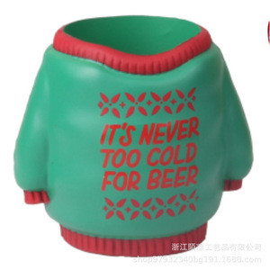 Housse de tasse de Noël en forme de pull en PU, motif lettres vertes et rouges, cadeau de vacances d'hiver - Product Image 2