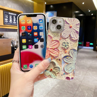 Nouveau Glitter Bleu Lumière Brillant Couleur Fleur Conception Lentille Film De Protection TPU Téléphone Portable Cas Pour Iphone 12 13 14 15 16 Pro Max